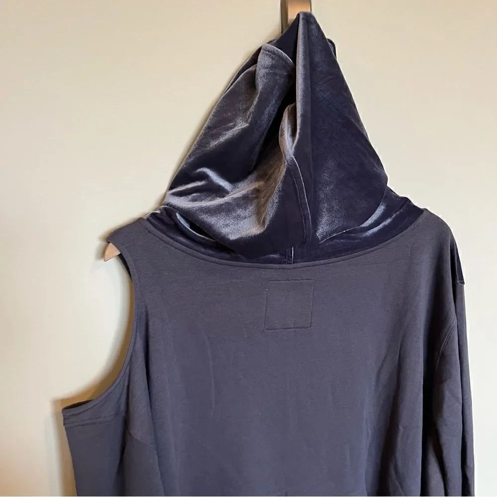 NWOT All Worthy Hunter McGrady Mixed Media Velvet Hoodie - Picture 7 of 13